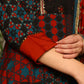 W for Woman Black Multi-Coloured Patch Printed Metallic Embroidered A-Line Kurta, Pants And Dupatta Set