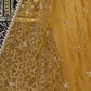 W for Woman Black Printed Chiffon Kurta with Embroidery, Churidar and Dupatta Set