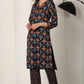 W for Woman Black Floral Printed Pure Cotton Kurta And Pants Co-Ord Set