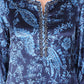 W for Woman Blue Floral Printed With Thread Work Japenese Satin Kurta And Pants Set