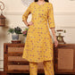 W for Woman Yellow Floral Printed Pure Cotton Kurta And Pants Co-Ord Set