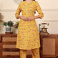W for Woman Yellow Floral Printed Pure Cotton Kurta And Pants Co-Ord Set