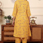 W for Woman Yellow Floral Printed Pure Cotton Kurta And Pants Co-Ord Set