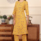W for Woman Yellow Floral Printed Pure Cotton Kurta And Pants Co-Ord Set