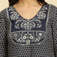 W for Woman Blue Geometric Printed Dori Embroidered Cotton Flax Straight Kurta and Slim Pant Set