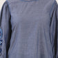 W for Woman Blue Solid Pure Cotton Chambray Embroidered Top