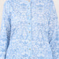 W for Woman Blue Floral Printed Mandarin Collar Pure Cotton Tunic
