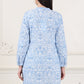 W for Woman Blue Floral Printed Mandarin Collar Pure Cotton Tunic