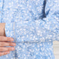 W for Woman Blue Floral Printed Mandarin Collar Pure Cotton Tunic