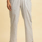 W for Woman Blue And White Checker Straight Pants