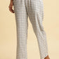 W for Woman Blue And White Checker Straight Pants