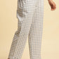 W for Woman Blue And White Checker Straight Pants