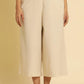 W for Woman Beige Cotton Flax Flared Pants