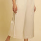 W for Woman Beige Cotton Flax Flared Pants