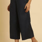 W for Woman Blue Cotton Flax Flared Pants