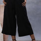 W for Woman Black Cotton Flax Flared Pants