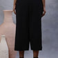 W for Woman Black Cotton Flax Flared Pants
