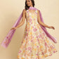 W for Woman White Sleeveless Printed Flared Kurta, Pants And Dupatta Set