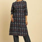 W for Woman Blue Paisely Printed Kurta And Pants Set