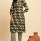W for Woman Black Printed Straight Kurta And Pants Set