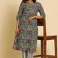 W for Woman Black Floral Printed Straight Kurta And Pants Set