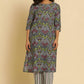 W for Woman Black Floral Printed Straight Kurta And Pants Set