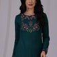 W for Woman Blue Embroidered Thread Work Acrylic Straight Kurta