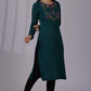W for Woman Blue Embroidered Thread Work Acrylic Straight Kurta