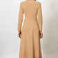 W for Woman Brown Solid Metallic Hardware Flarred Dresses