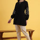 W for Woman Black Solid Straight Tunic