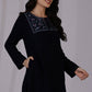 W for Woman Blue Solid Thread Work Acrylic Straight Tunic
