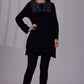 W for Woman Blue Solid Thread Work Acrylic Straight Tunic
