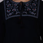 W for Woman Blue Solid Thread Work Acrylic Straight Tunic