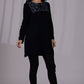 W for Woman Blue Solid Thread Work Acrylic Straight Tunic