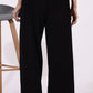 W for Woman Black Solid Acrylic Parallel Pants