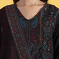 W for Woman Black Yarn Dyed Sequins A-Line Kurta & Straight pant with Dupatta Set