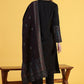 W for Woman Black Yarn Dyed Sequins A-Line Kurta & Straight pant with Dupatta Set