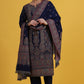W for Woman Blue Yarn Dyed Sequins Straight Kurta & Straight pant with Dupatta Set