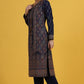 W for Woman Blue Yarn Dyed Sequins Straight Kurta & Straight pant with Dupatta Set