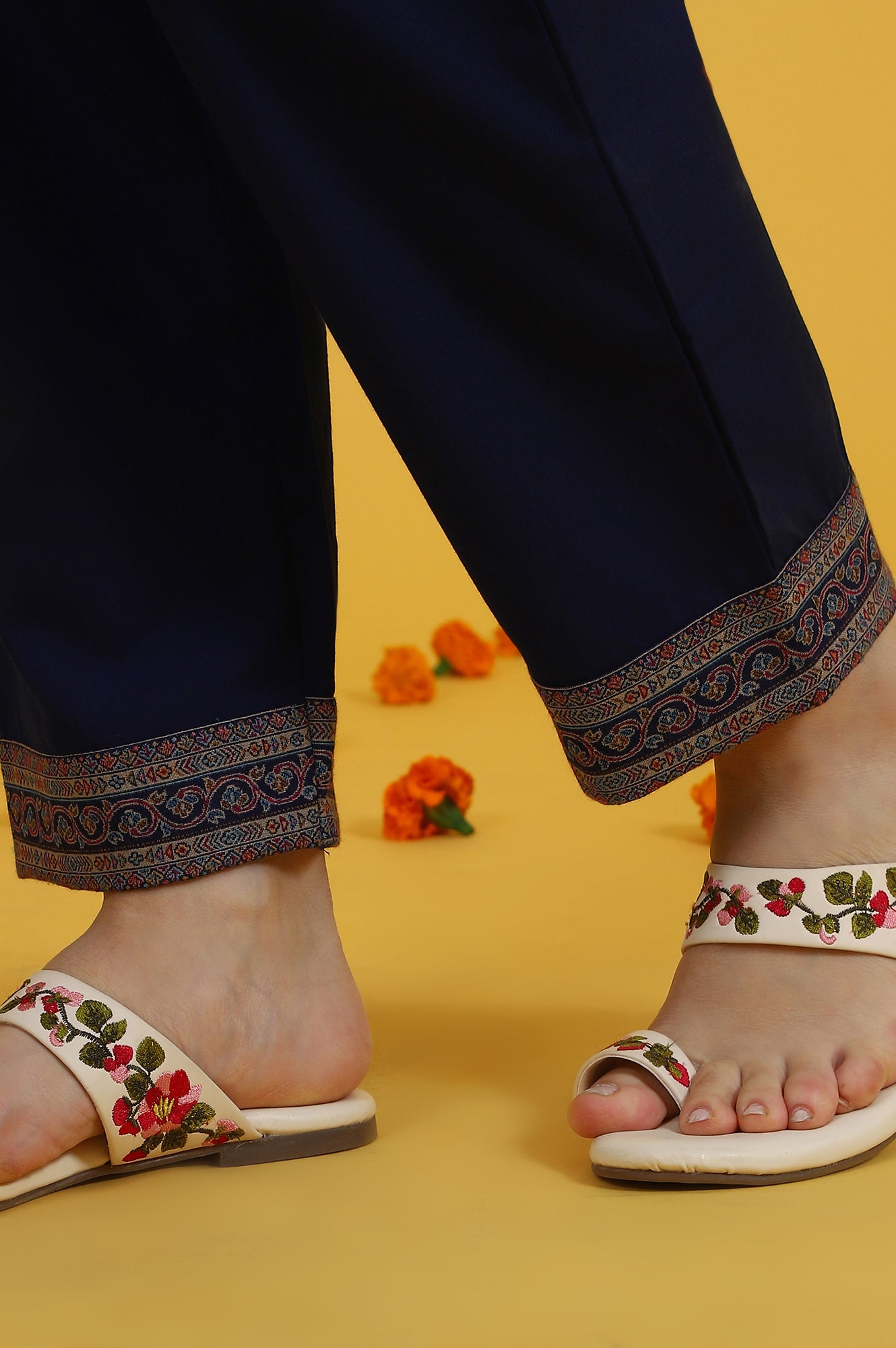 W for Woman Blue Yarn Dyed Sequins Straight Kurta & Straight pant with Dupatta Set