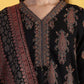 W for Woman Black Yarn Dyed Sequins Straight Kurta & Straight pant with Dupatta Set
