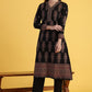 W for Woman Black Yarn Dyed Sequins Straight Kurta & Straight pant with Dupatta Set