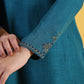 W for Woman Blue Solid Zari Straight Kurta & Straight pant with Shawl Set
