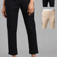 W for Woman Beige Slim Pants And Black Trousers Combo