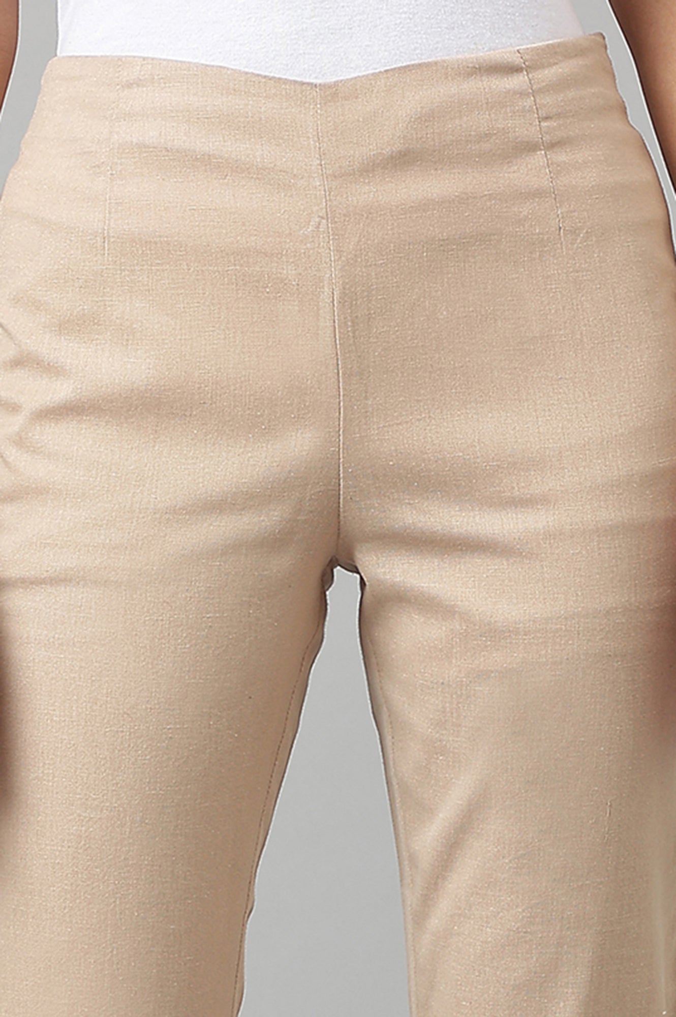 W for Woman Beige Slim Pants And Black Trousers Combo