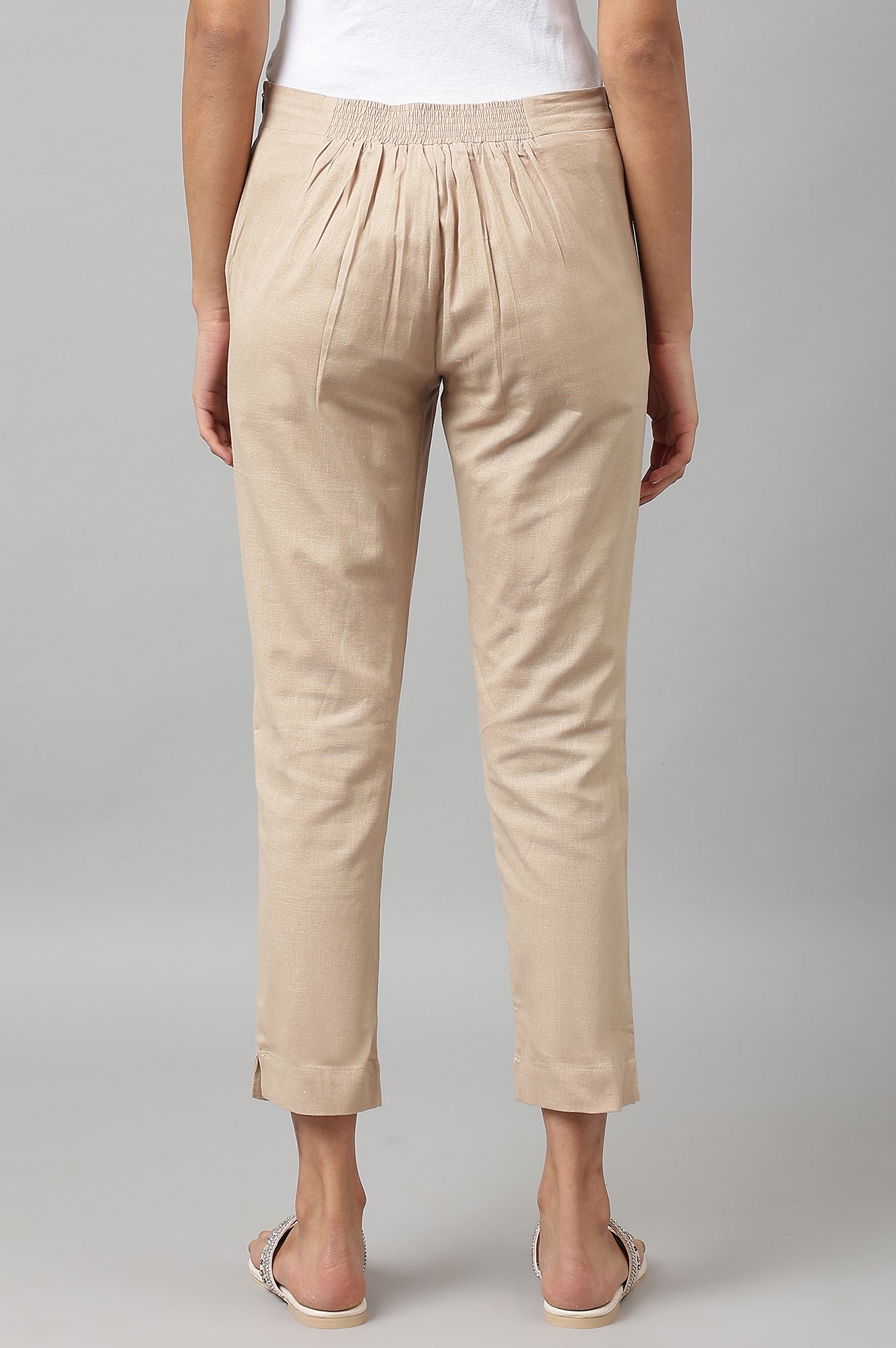 W for Woman Beige Slim Pants And Black Trousers Combo