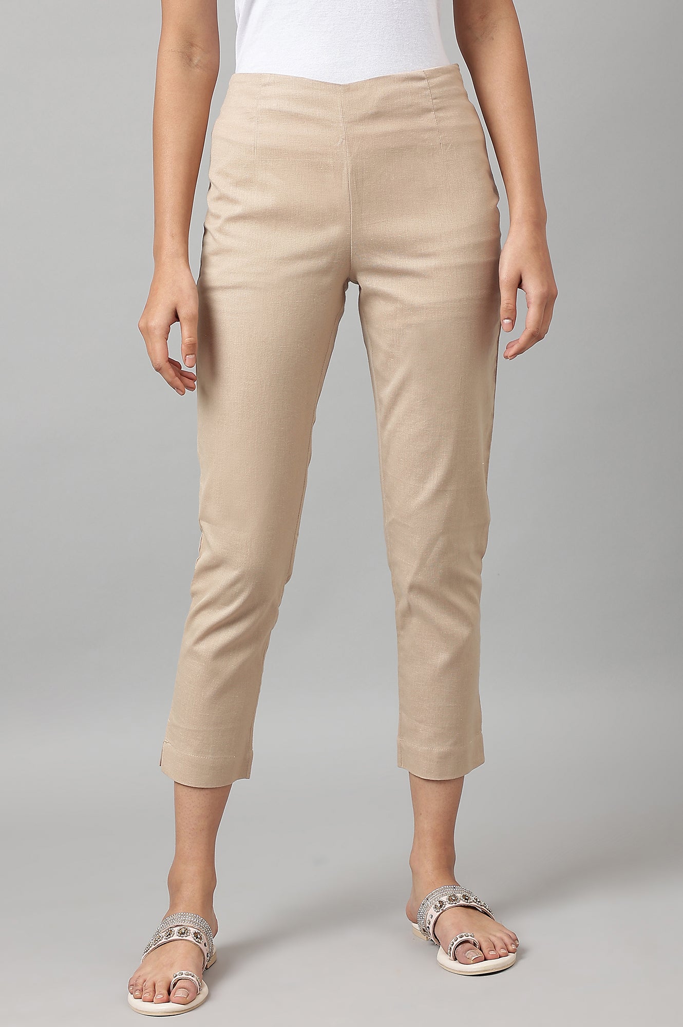 W for Woman Beige And Black Slim Pants Combo