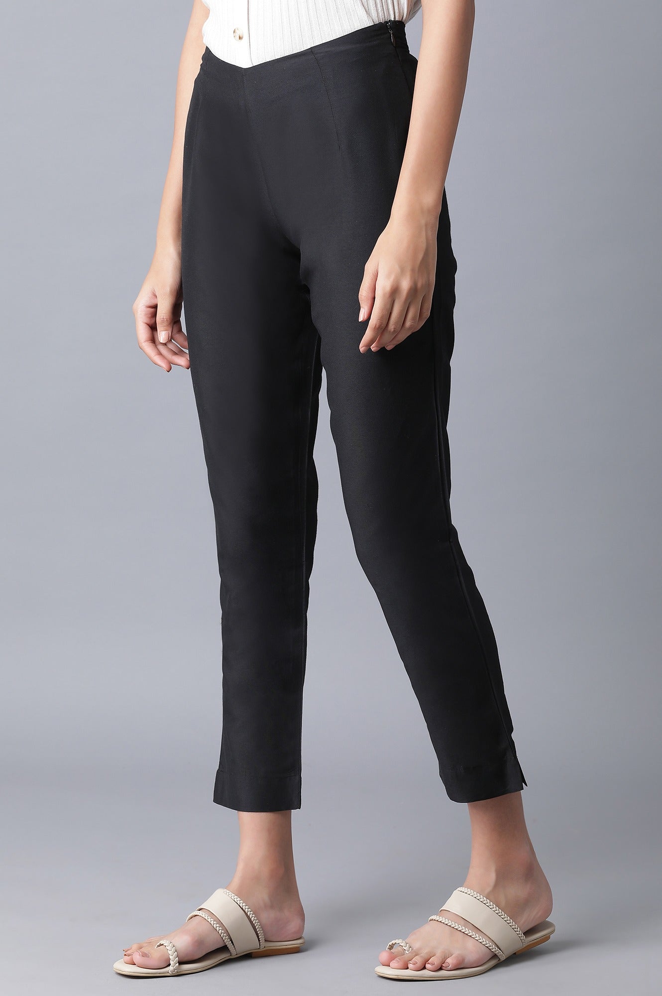 W for Woman Beige And Black Slim Pants Combo