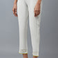 W for Woman Blue And White Cotton Flax Slim Pants Combo