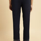 W for Woman Blue And White Cotton Flax Slim Pants Combo